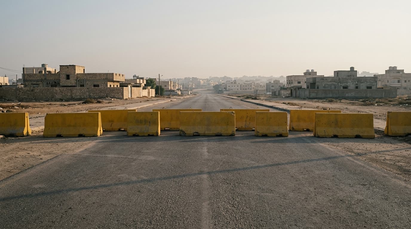 Overnight: Yellow concrete blocks land on Salah al-Din Street, blocking Gaza's main north-south axis